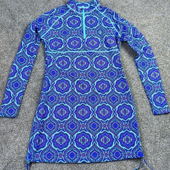 Coolibar Other - Coolibar UPF 50 Blue Purple Geometric Swim Rash Guard Tunic Womens XS